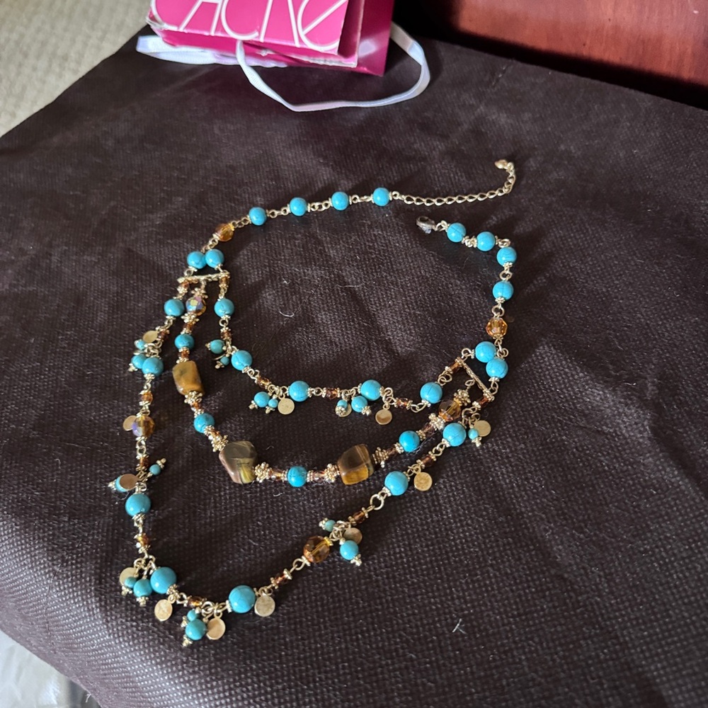 Cache Turquoise and Gold Multi-Strand Necklace